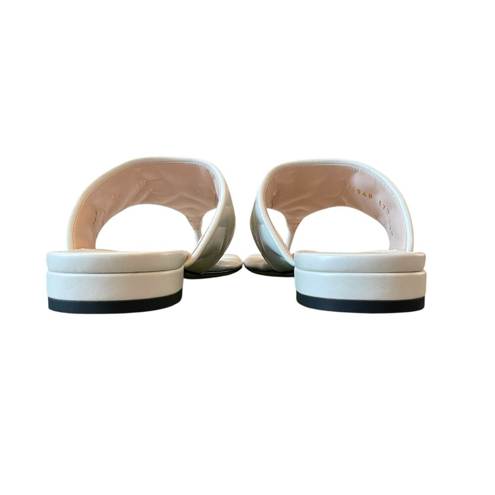 Gucci GG Marmont Matelasse Leather Flip Flop Sandals Cream White Sz 37.5 US 7.5 - Picture 11 of 16
